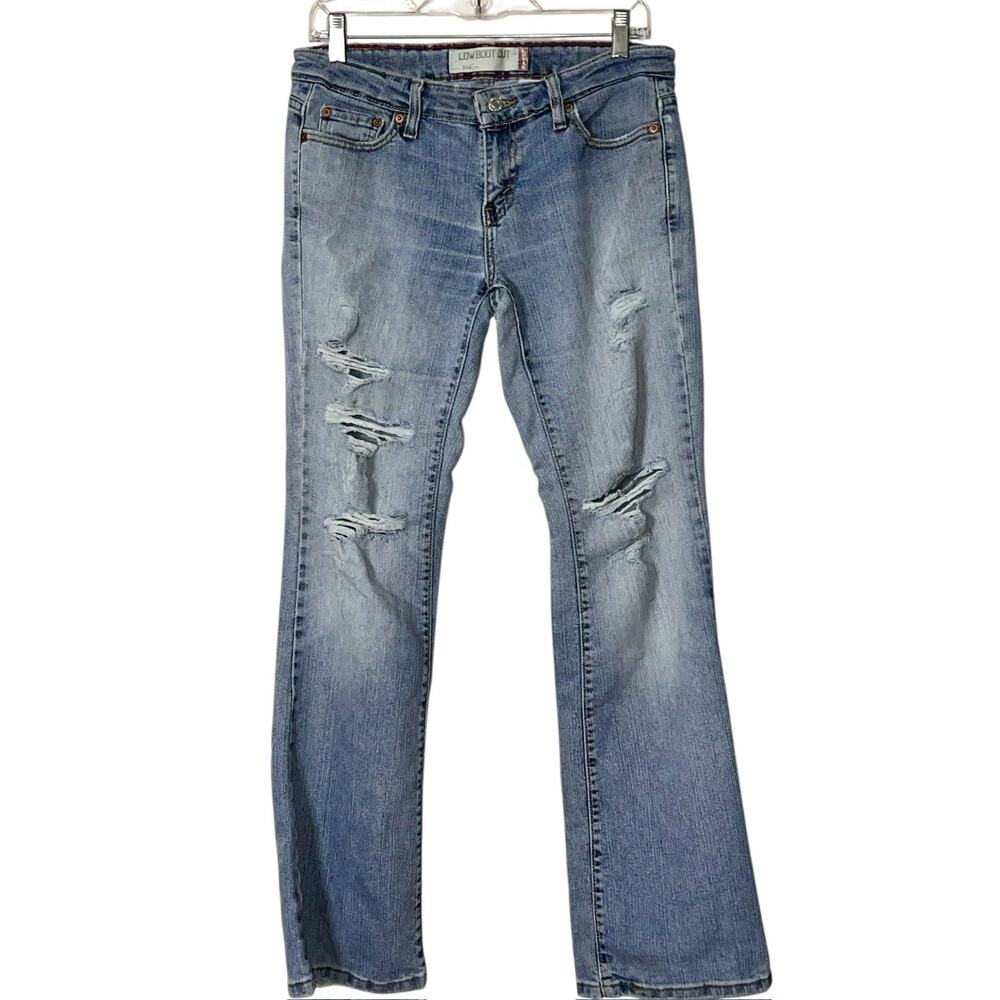 LEVIS 545 LT WASH LOW BOOT CUT DISTRESSED JEANS SIZE 6